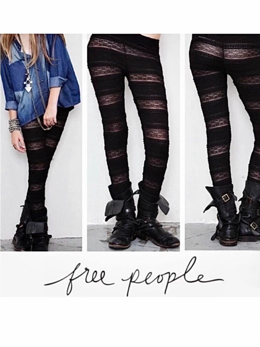 Free People Black Textured Ruffle Leggings - Picture 2 of 13